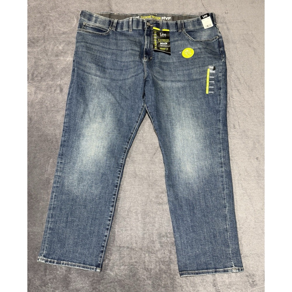 Lee Mens Extreme Motion MVP Jeans 52x30 Straight Fit Tapered Big Tall Cortez NWT